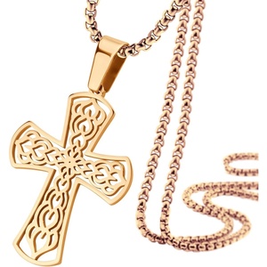 image:image555Jewelry Stainless Steel Celtic Cross Necklace Pendant for Men 1624 ChainRose Gold