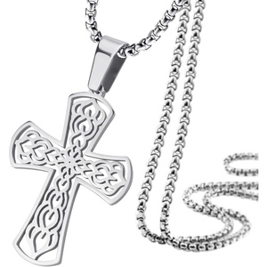image:image555Jewelry Stainless Steel Celtic Cross Necklace Pendant for Men 1624 ChainSilver