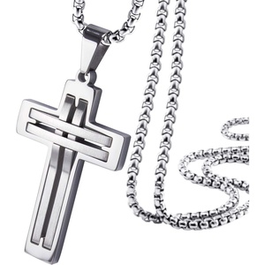 image:image555Jewelry Stainless Steel Cross Necklace Pendant for Men and Women 1624 ChainSilver