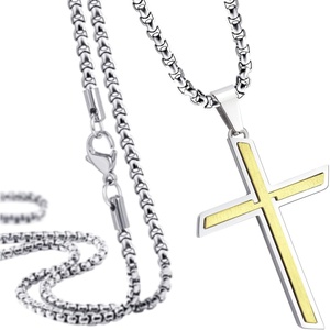 image:image555Jewelry Stainless Steel Cross Necklace Pendant for Men and Women 1626 Box ChainSilver  Gold