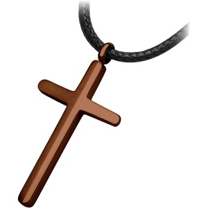 image:image555Jewelry Stainless Steel Cross Necklace for Men  Mens Cross Necklaces with 18 to 24 Inches Waterproof Adjustable Black Leather RopeBrown