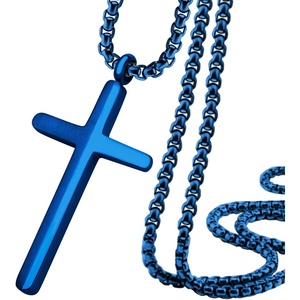 image:image555Jewelry Stainless Steel Cross Necklace for Men 1624 Inch Box ChainBlue