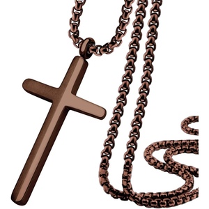 image:image555Jewelry Stainless Steel Cross Necklace for Men 1624 Inch Box ChainCoffee