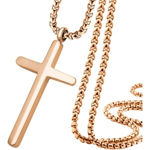 image:image555Jewelry Stainless Steel Cross Necklace for Men 1624 Inch Box ChainRose Gold