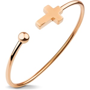 image:image555Jewelry Stainless Steel Cross Religious Symbol Open Cuff Bangle BraceletPink Rose Gold