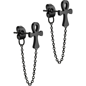 image:image555Jewelry Stainless Steel Egyptian Ankh Cross Stud Earrings for Women amp LadiesBlack