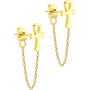 image:image555Jewelry Stainless Steel Egyptian Ankh Cross Stud Earrings for Women amp LadiesGold