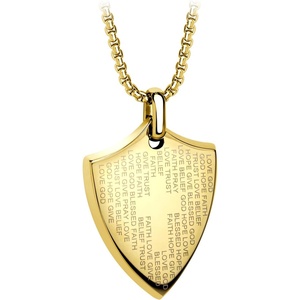 image:image555Jewelry Stainless Steel Inspirational Shield Cross Necklace for Men 1624 Inch ChainGold