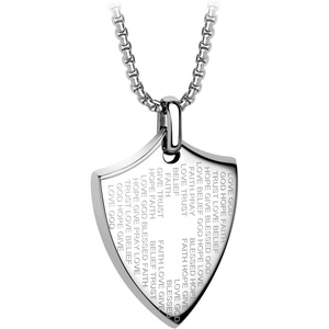 image:image555Jewelry Stainless Steel Inspirational Shield Cross Necklace for Men 1624 Inch ChainSilver