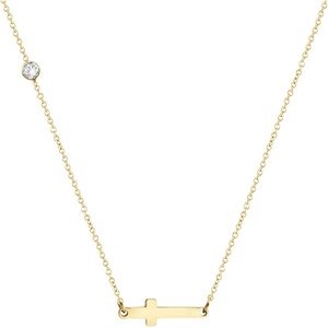 image:image555Jewelry Stainless Steel Sideways Cross Necklace for Women 1820 ChainGold