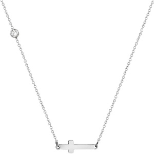 image:image555Jewelry Stainless Steel Sideways Cross Necklace for Women 1820 ChainSilver