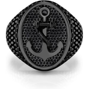 image:image555Jewelry Stainless Steel Vintage Signet Nautical Pirate Sailor Anchor Ring for MenBlack
