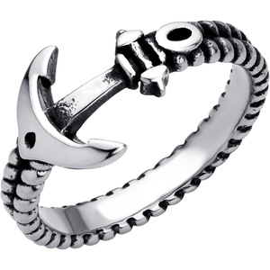 image:image555Jewelry Stainless Steel Vintage Signet Nautical Pirate Sailor Anchor Ring for MenSilver Style 3