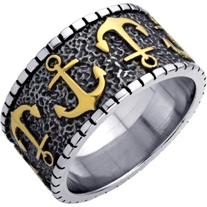 image:image555Jewelry Stainless Steel Vintage Signet Nautical Pirate Sailor Anchor Ring for MenSilverGold