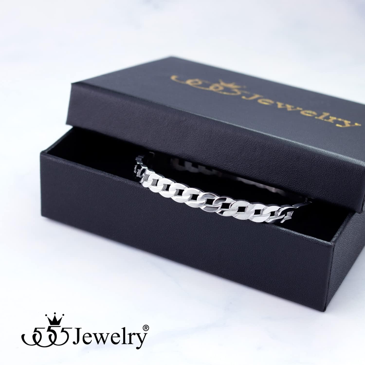 image:image555Jewelry Stainless Steel Hinged Cuff Curb Link Bangle Bracelet for Women amp MenSilver