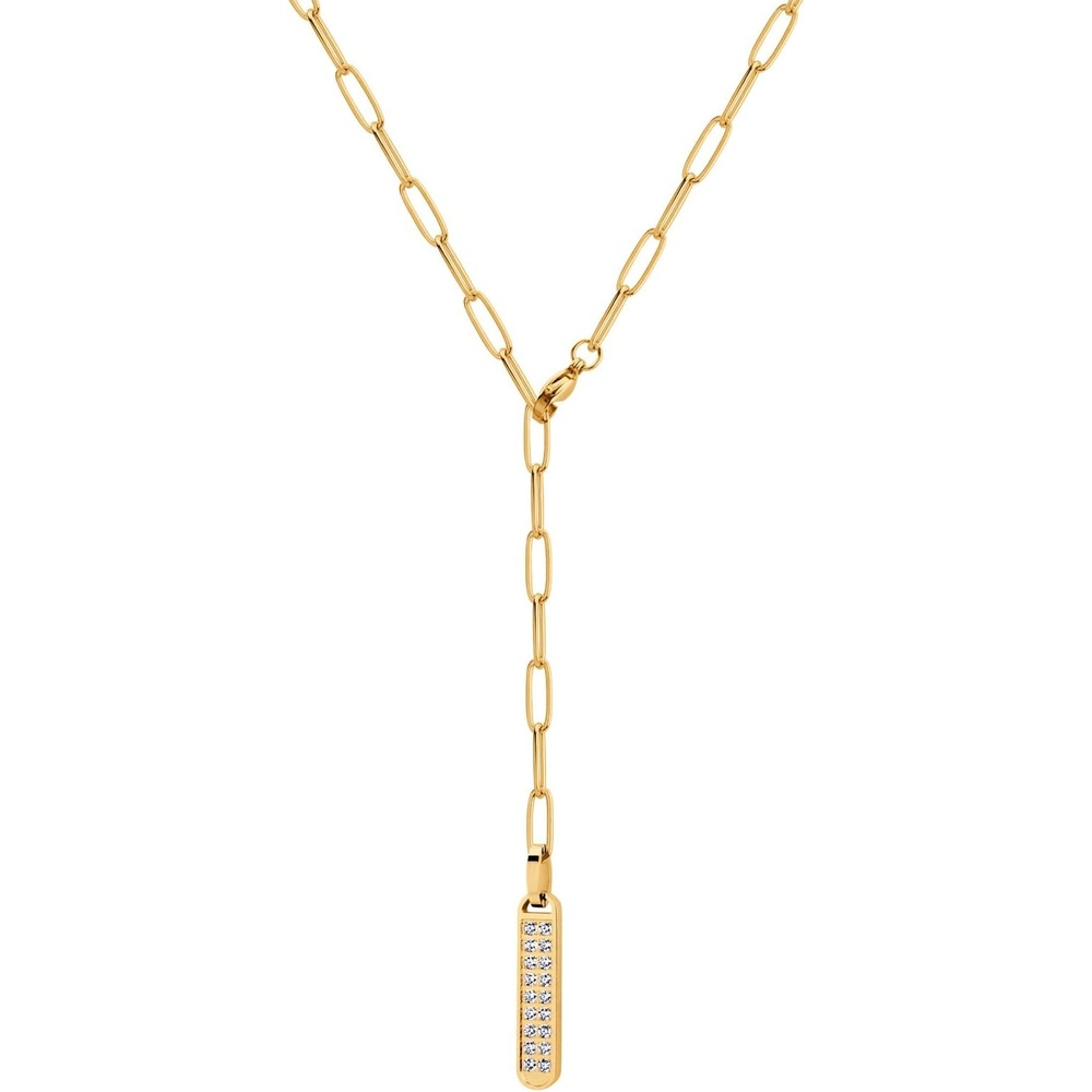 image:image555Jewelry Stainless Steel Cubic Zirconia Vertical Bar Necklace for WomenRose Gold
