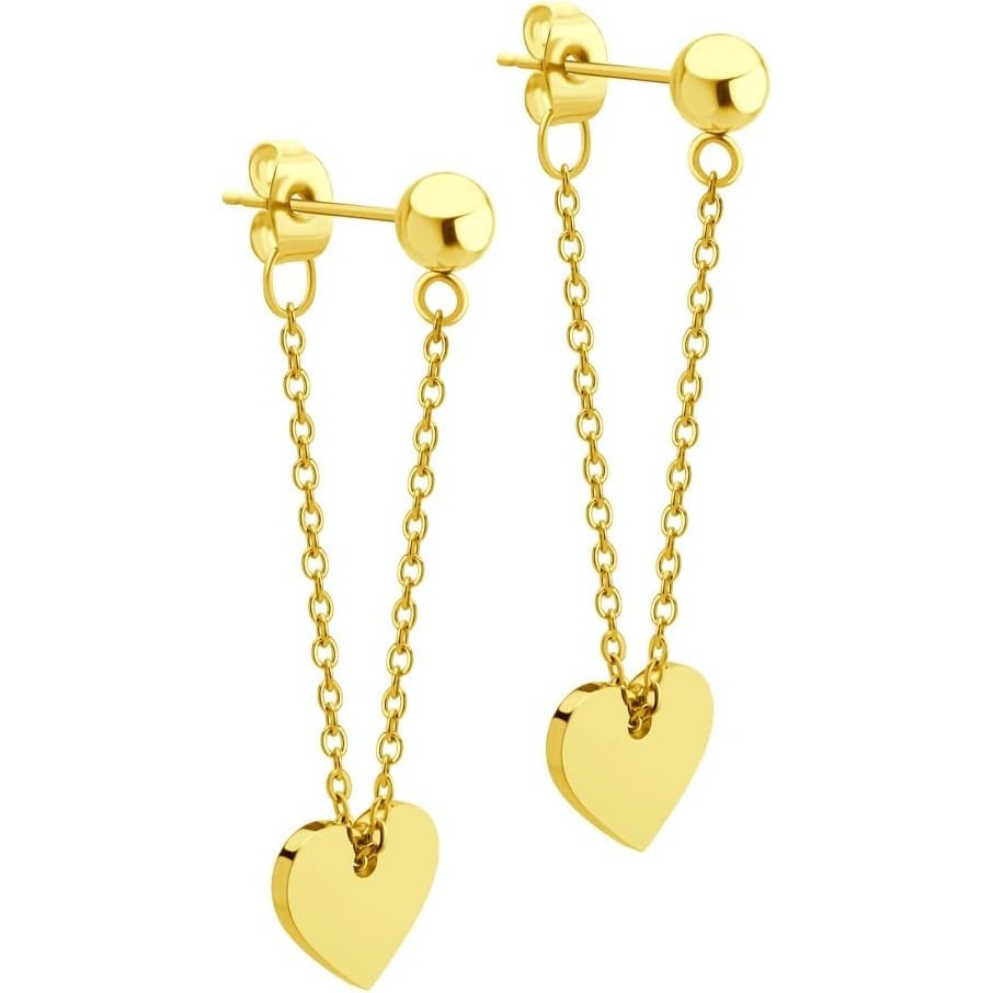 image:image555Jewelry Stainless Steel Threader Dangle Heart Earrings for Women Hypoallergenic Fashion Stud EarringsGold