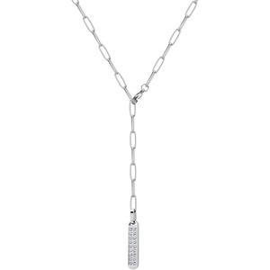 image:image555Jewelry Stainless Steel Cubic Zirconia Vertical Bar Necklace for WomenSilver