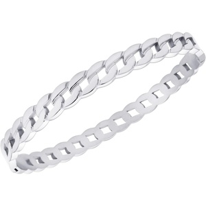 image:image555Jewelry Stainless Steel Hinged Cuff Curb Link Bangle Bracelet for Women amp MenSilver