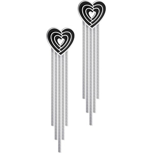 image:image555Jewelry Stainless Steel Long Drop Dangle Tassel Heart Earrings for WomenSilver