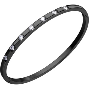 image:image555Jewelry Stainless Steel Thin CZ Cuff Hinged Bangle Bracelet for WomenBlack