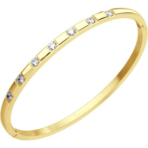 image:image555Jewelry Stainless Steel Thin CZ Cuff Hinged Bangle Bracelet for WomenGold