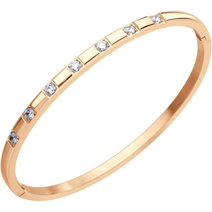 image:image555Jewelry Stainless Steel Thin CZ Cuff Hinged Bangle Bracelet for WomenRose Gold