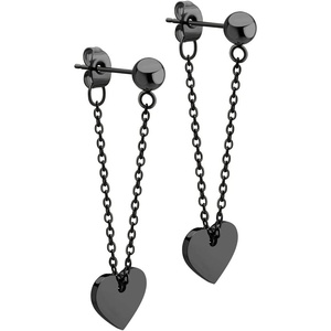 image:image555Jewelry Stainless Steel Threader Dangle Heart Earrings for Women Hypoallergenic Fashion Stud EarringsBlack