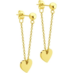 image:image555Jewelry Stainless Steel Threader Dangle Heart Earrings for Women Hypoallergenic Fashion Stud EarringsGold