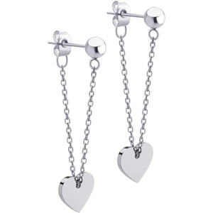 image:image555Jewelry Stainless Steel Threader Dangle Heart Earrings for Women Hypoallergenic Fashion Stud EarringsSilver