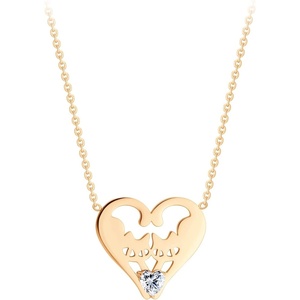 image:image555Jewelry Stainless Steel Twin Cats Heart CZ Necklace for Women amp GirlsRose Gold