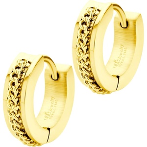 image:image555Jewelry Stainless Steel Unisex Curb Chain Huggie Hoop EarringsGold
