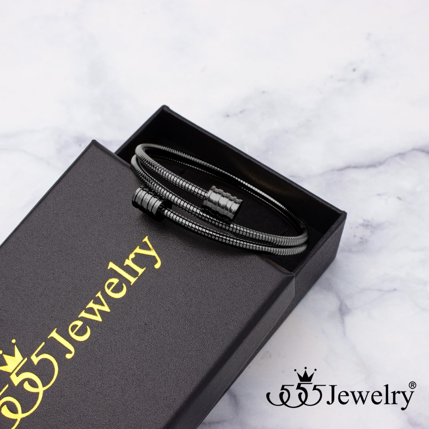 image:image555Jewelry Adjustable Spiral Coil Wire Wrap Bangle Cuff Bracelet for Men amp WomenBlack
