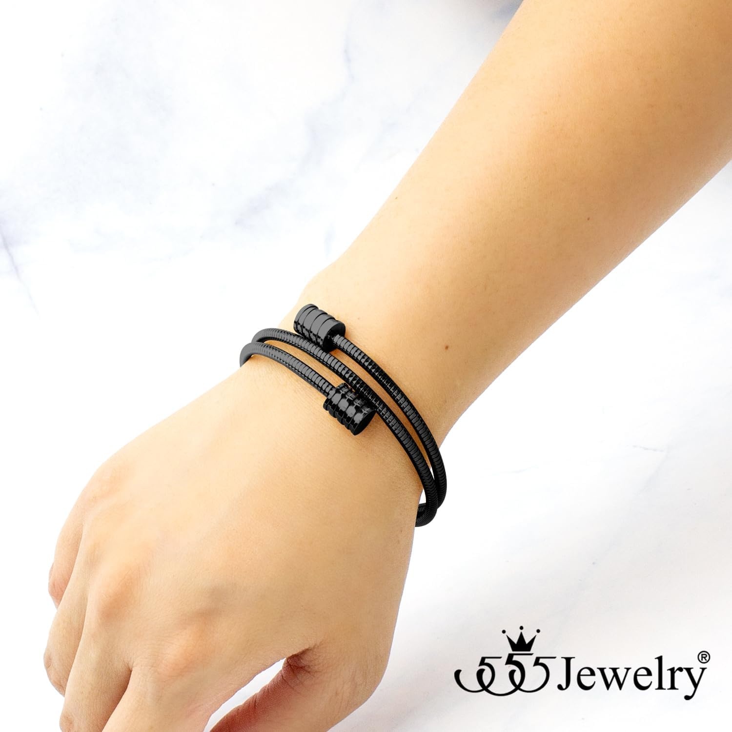 image:image555Jewelry Adjustable Spiral Coil Wire Wrap Bangle Cuff Bracelet for Men amp WomenBlack