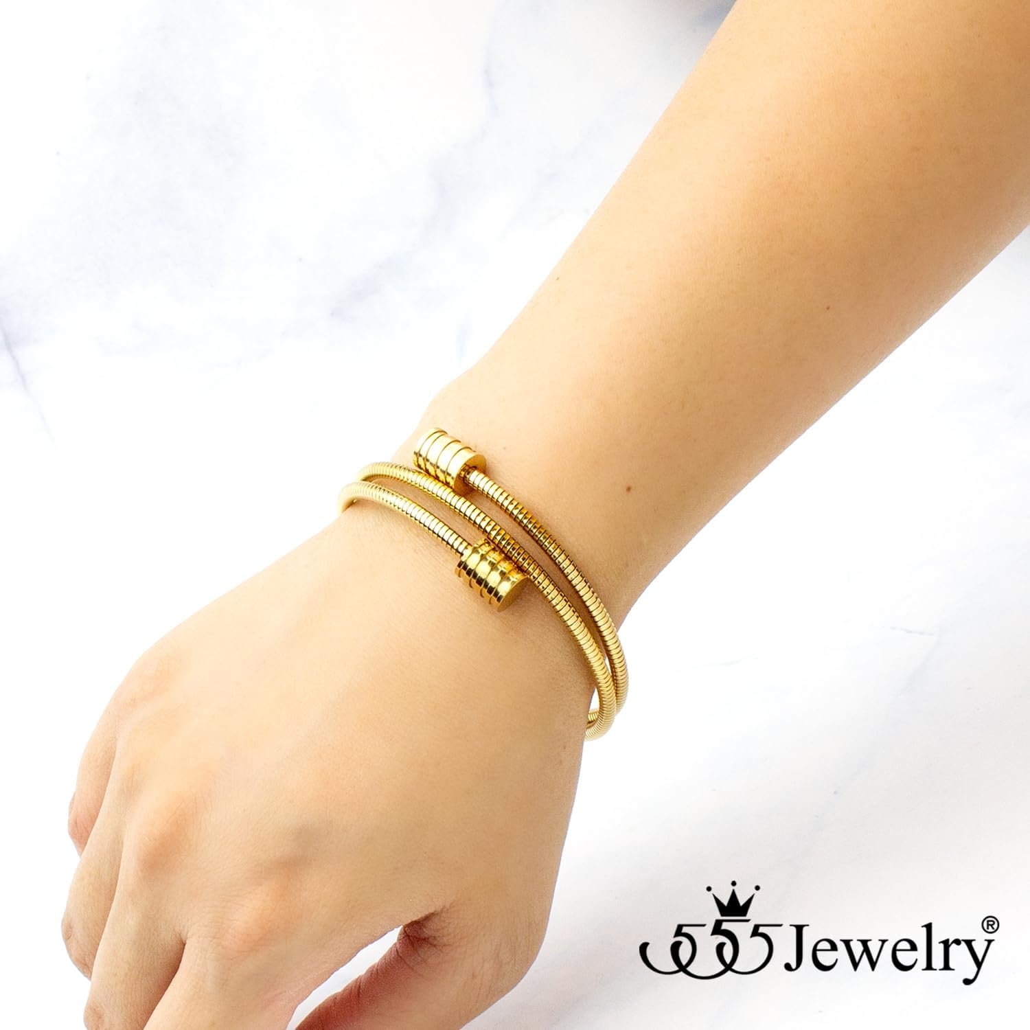 image:image555Jewelry Adjustable Spiral Coil Wire Wrap Bangle Cuff Bracelet for Men amp WomenGold