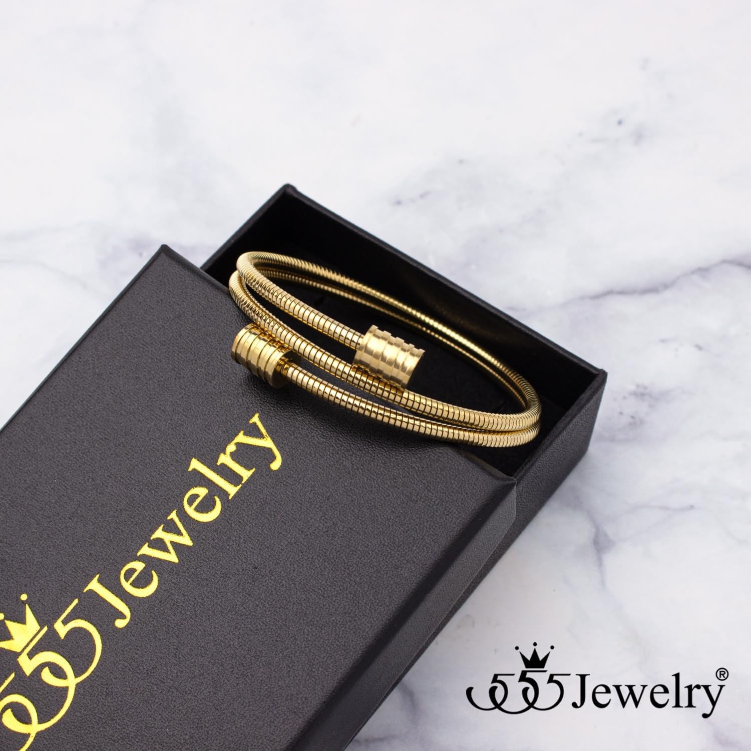 image:image555Jewelry Adjustable Spiral Coil Wire Wrap Bangle Cuff Bracelet for Men amp WomenGold