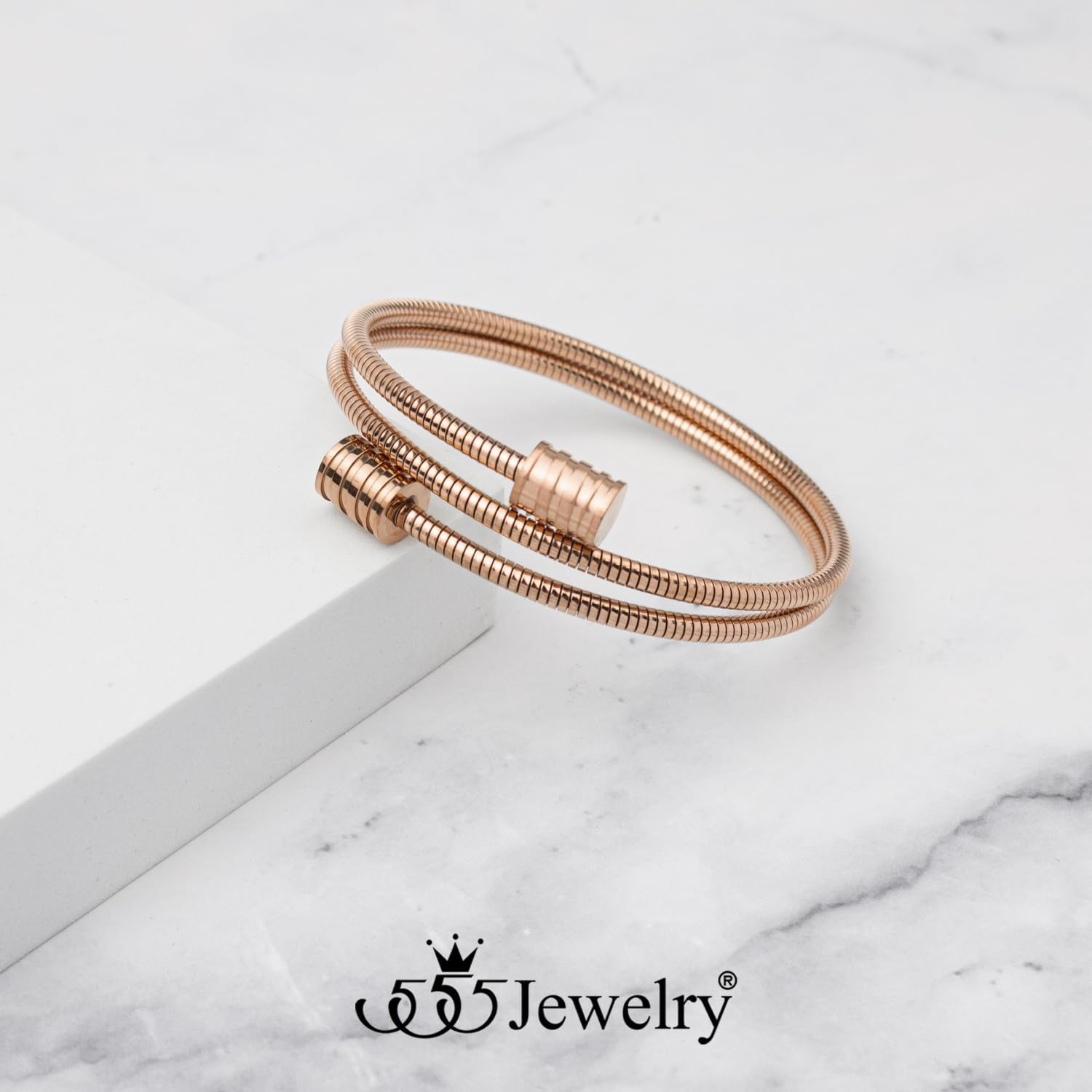 image:image555Jewelry Adjustable Spiral Coil Wire Wrap Bangle Cuff Bracelet for Men amp WomenRose Gold