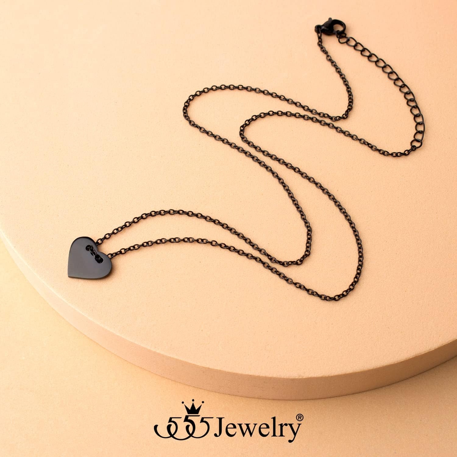 image:image555Jewelry Dainty Stainless Steel Sliding Heart Necklace for Women amp LadiesBlack