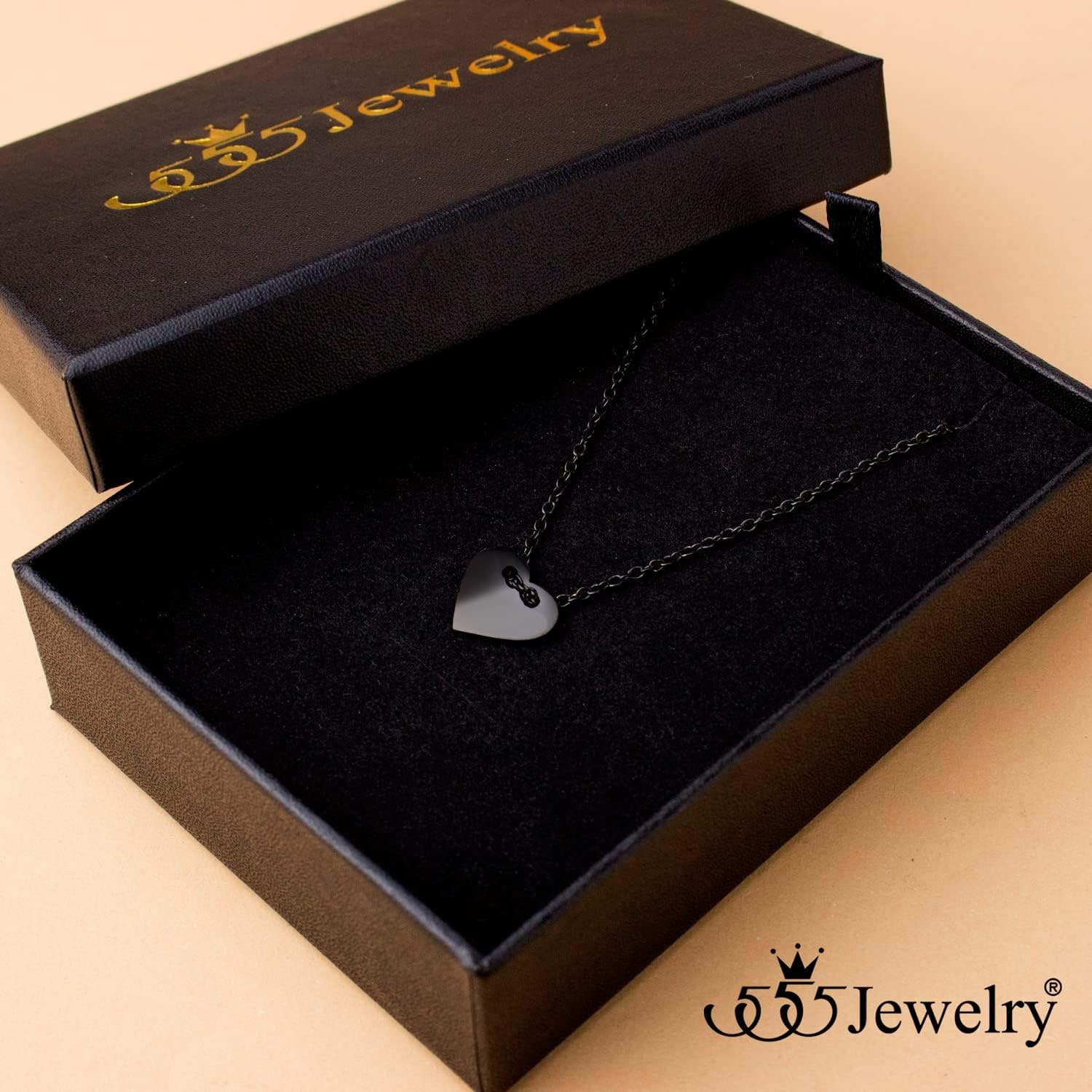 image:image555Jewelry Dainty Stainless Steel Sliding Heart Necklace for Women amp LadiesBlack