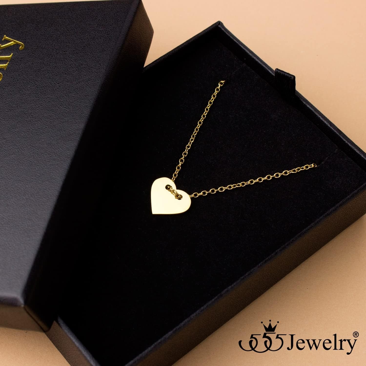 image:image555Jewelry Dainty Stainless Steel Sliding Heart Necklace for Women amp LadiesGold