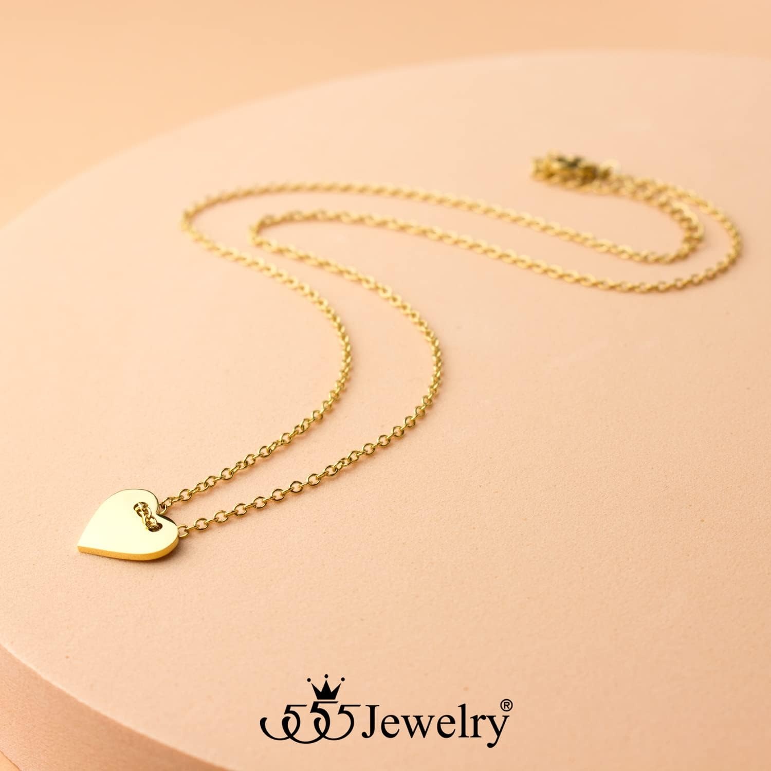 image:image555Jewelry Dainty Stainless Steel Sliding Heart Necklace for Women amp LadiesGold