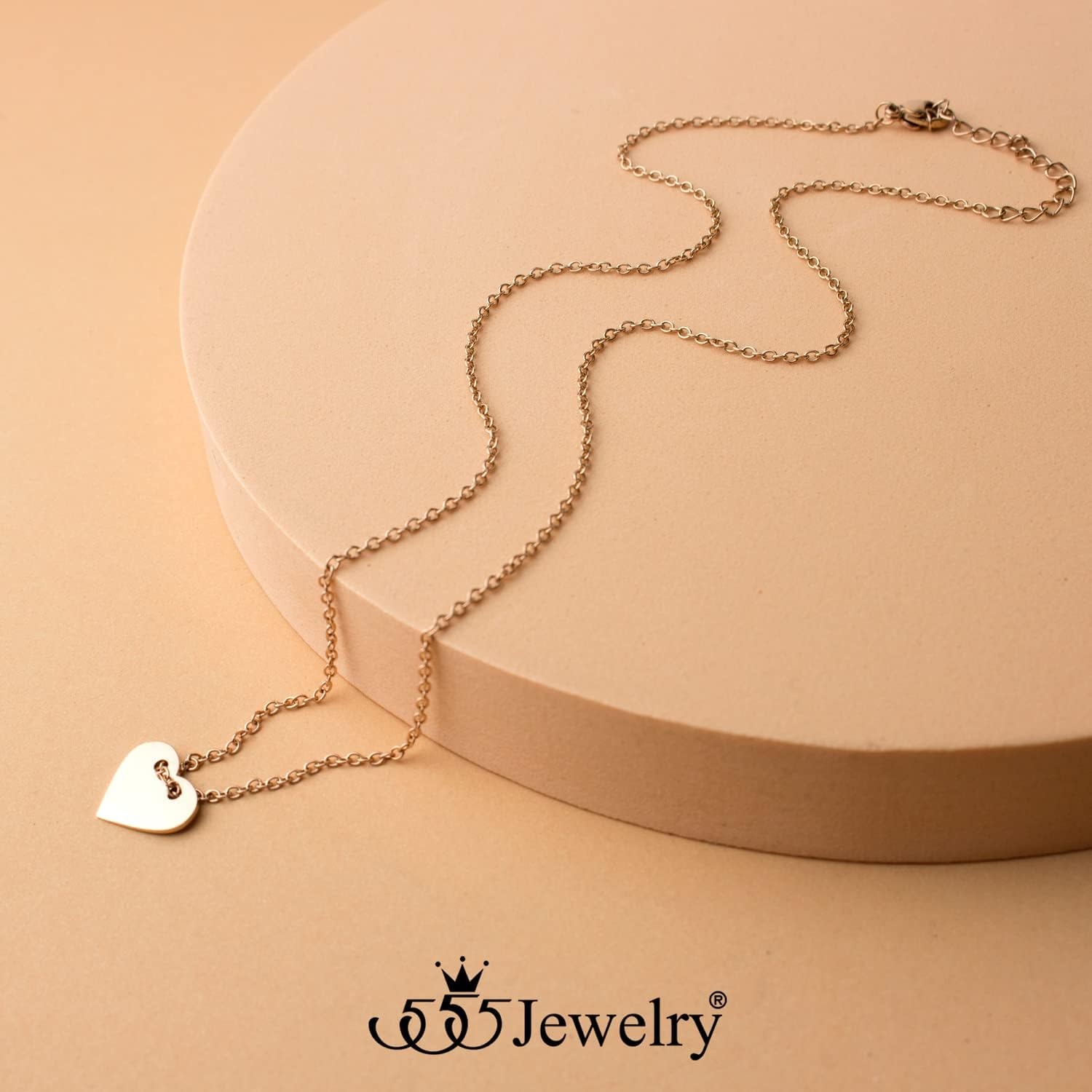 image:image555Jewelry Dainty Stainless Steel Sliding Heart Necklace for Women amp LadiesRose Gold