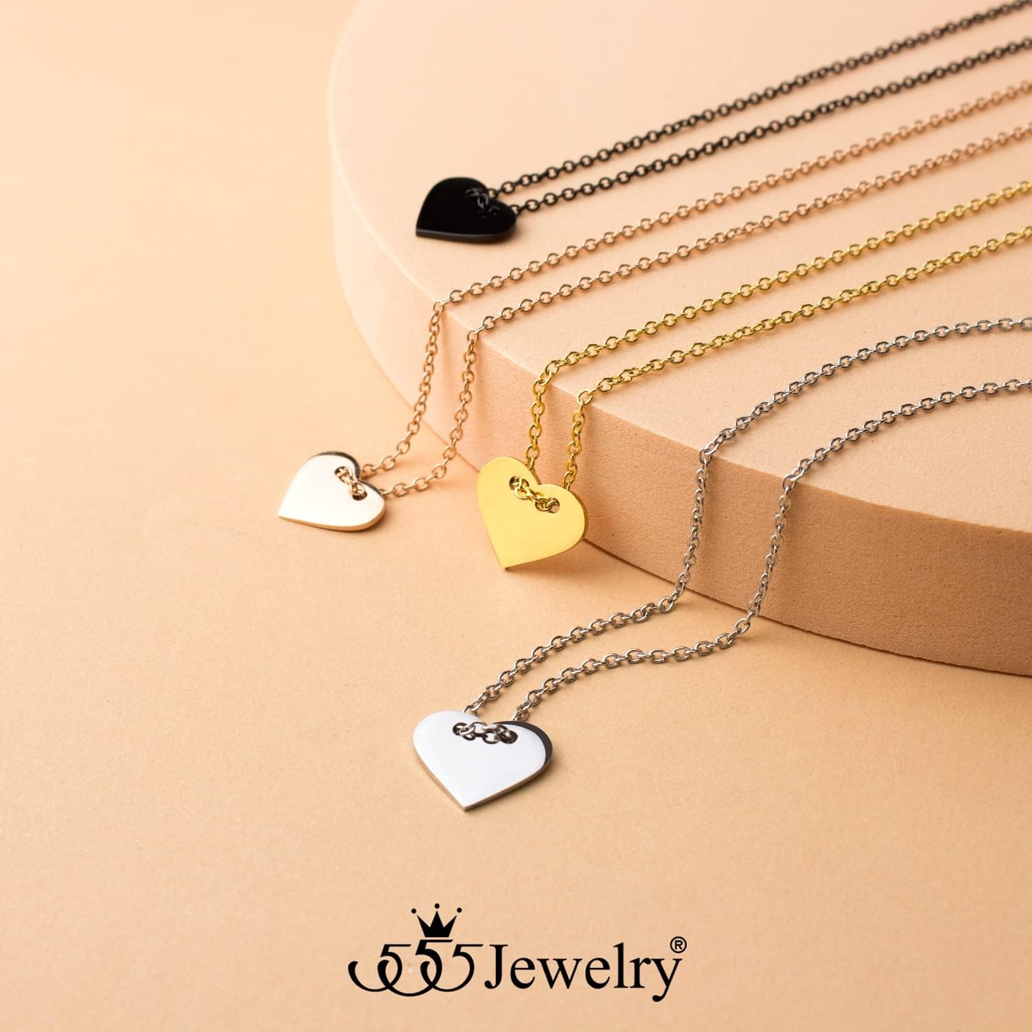 image:image555Jewelry Dainty Stainless Steel Sliding Heart Necklace for Women amp LadiesRose Gold
