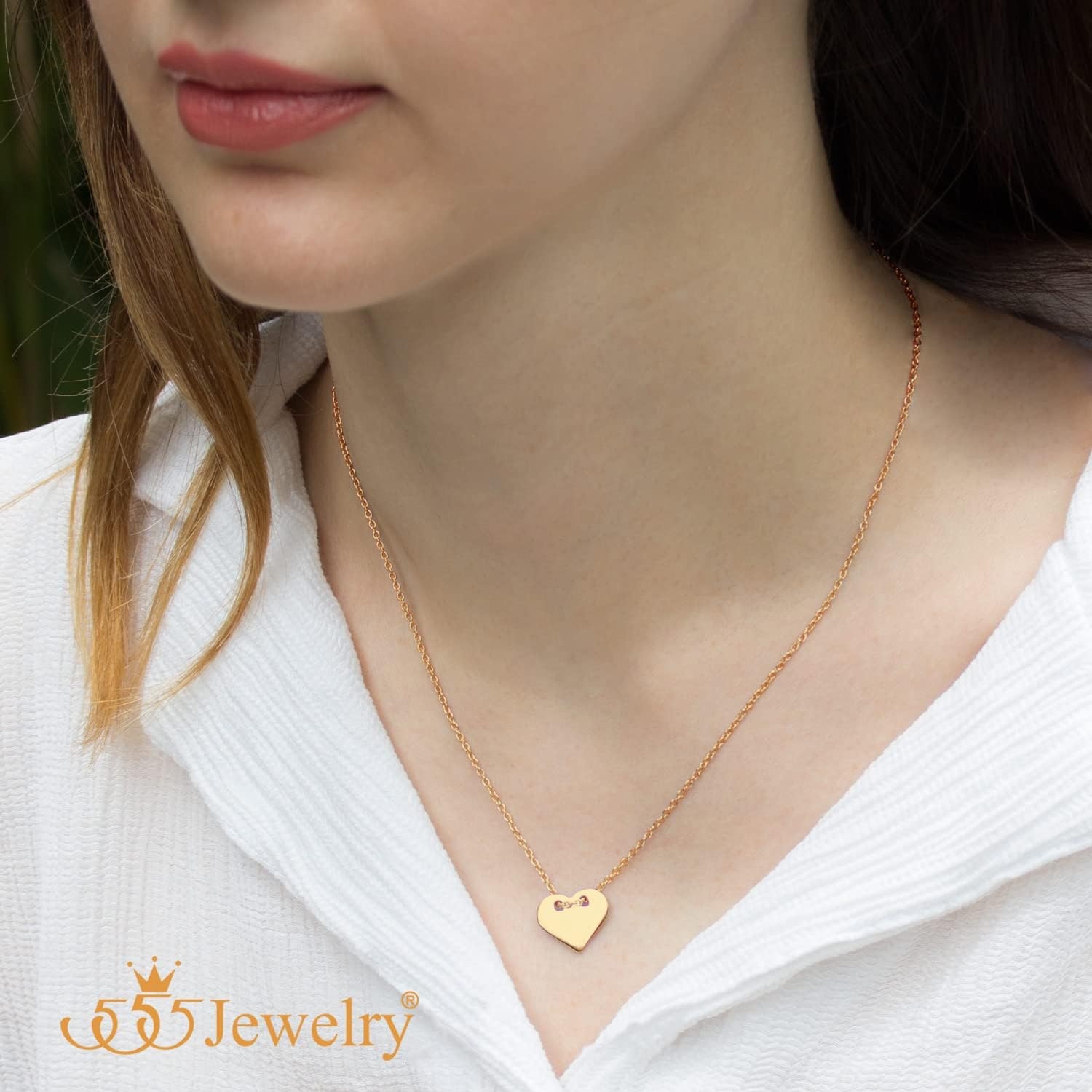 image:image555Jewelry Dainty Stainless Steel Sliding Heart Necklace for Women amp LadiesRose Gold
