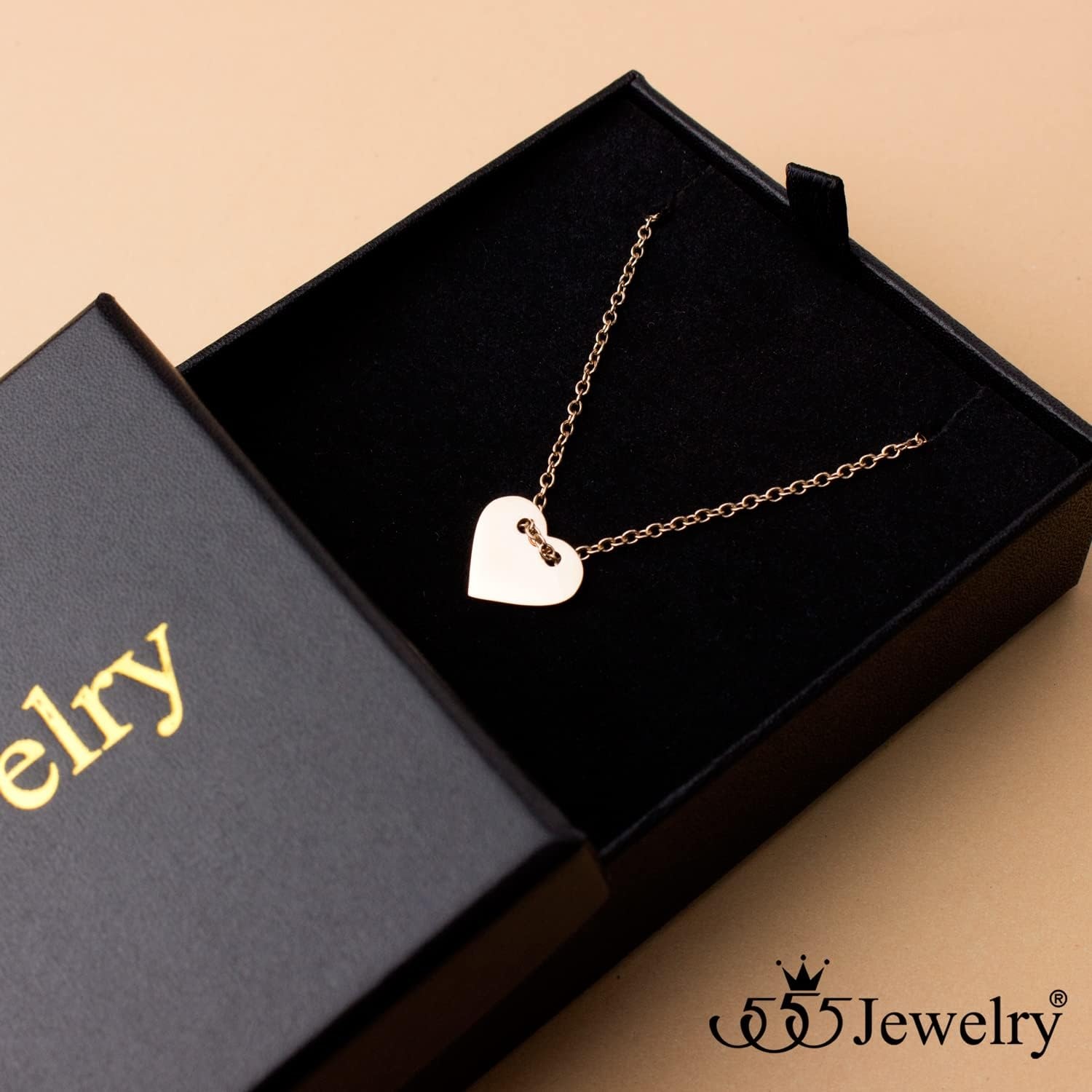 image:image555Jewelry Dainty Stainless Steel Sliding Heart Necklace for Women amp LadiesRose Gold