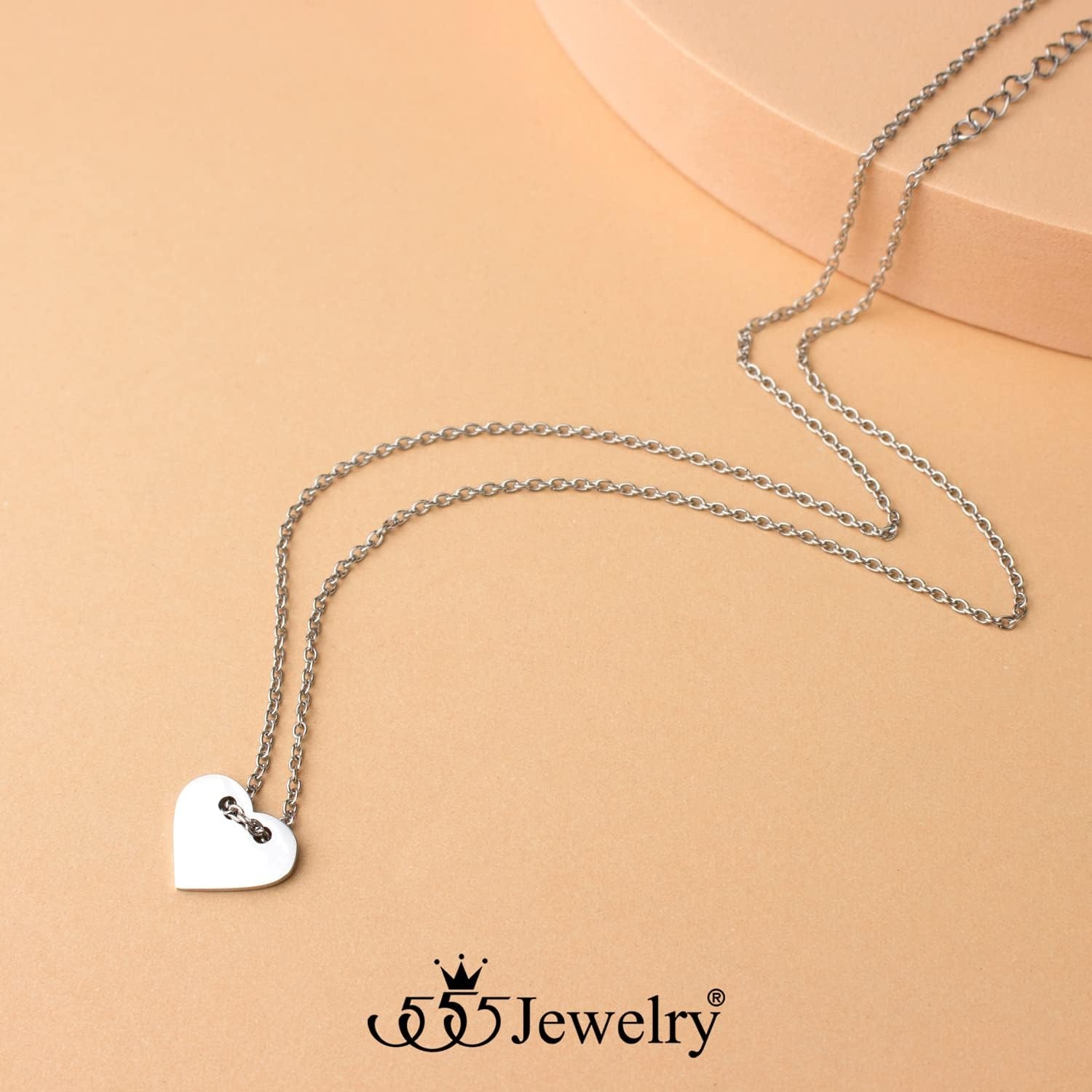 image:image555Jewelry Dainty Stainless Steel Sliding Heart Necklace for Women amp LadiesSilver