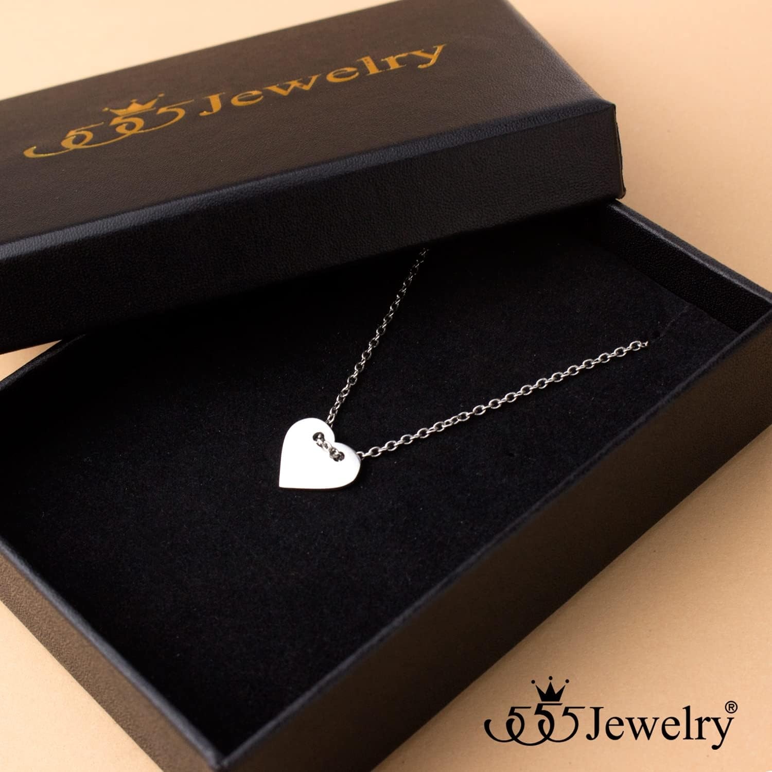 image:image555Jewelry Dainty Stainless Steel Sliding Heart Necklace for Women amp LadiesSilver