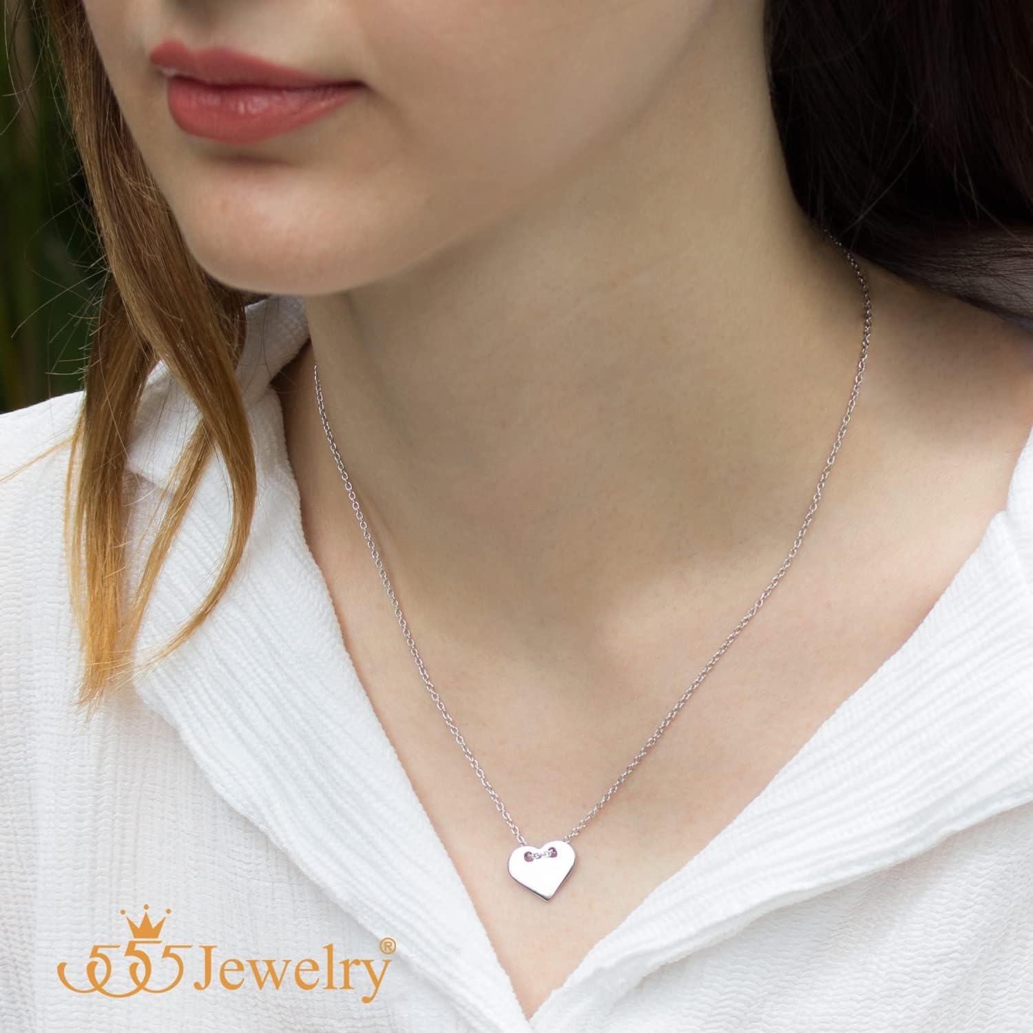 image:image555Jewelry Dainty Stainless Steel Sliding Heart Necklace for Women amp LadiesSilver