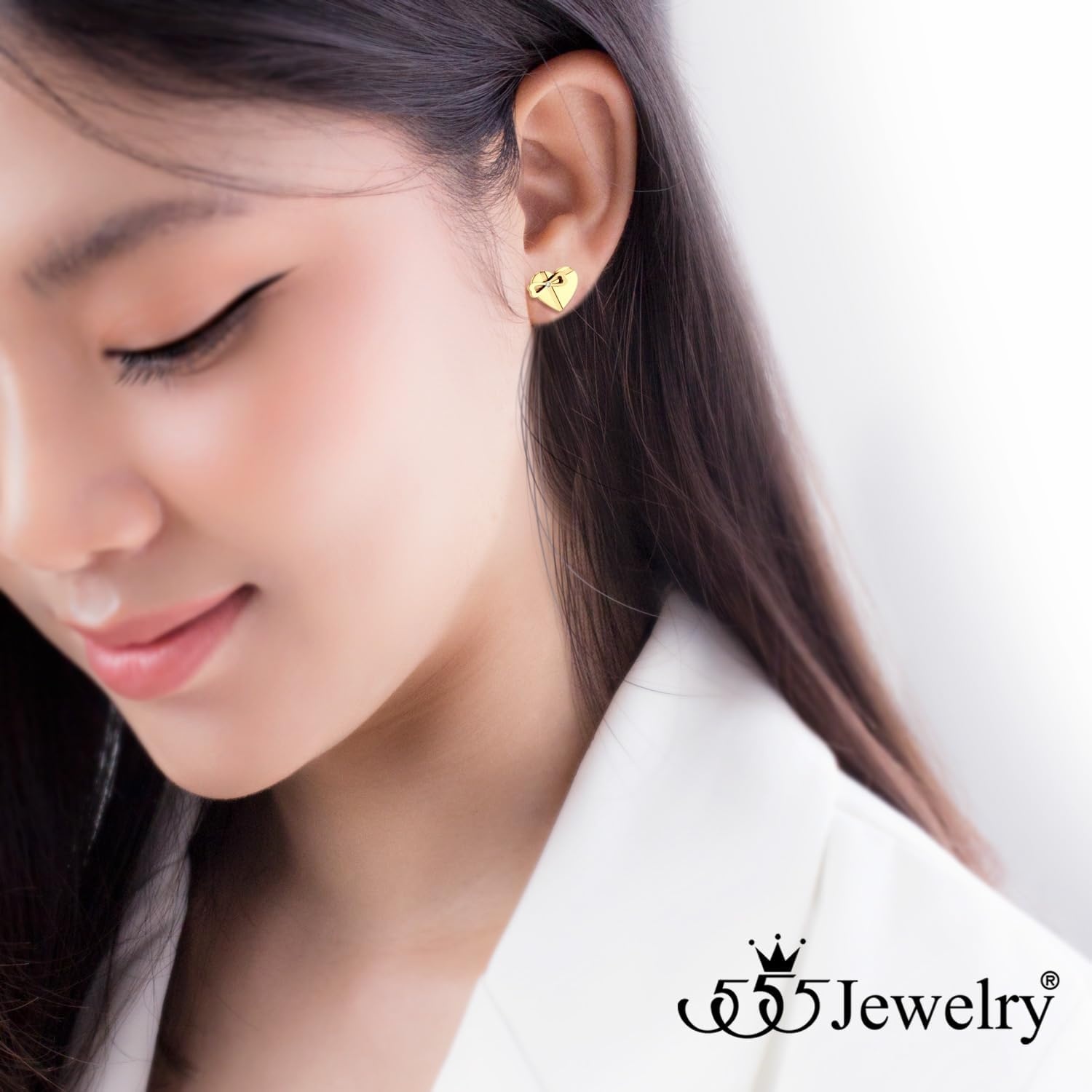 image:image555Jewelry Delicate Small Heart amp bowknot Stud Earrings for Women amp LadiesGold