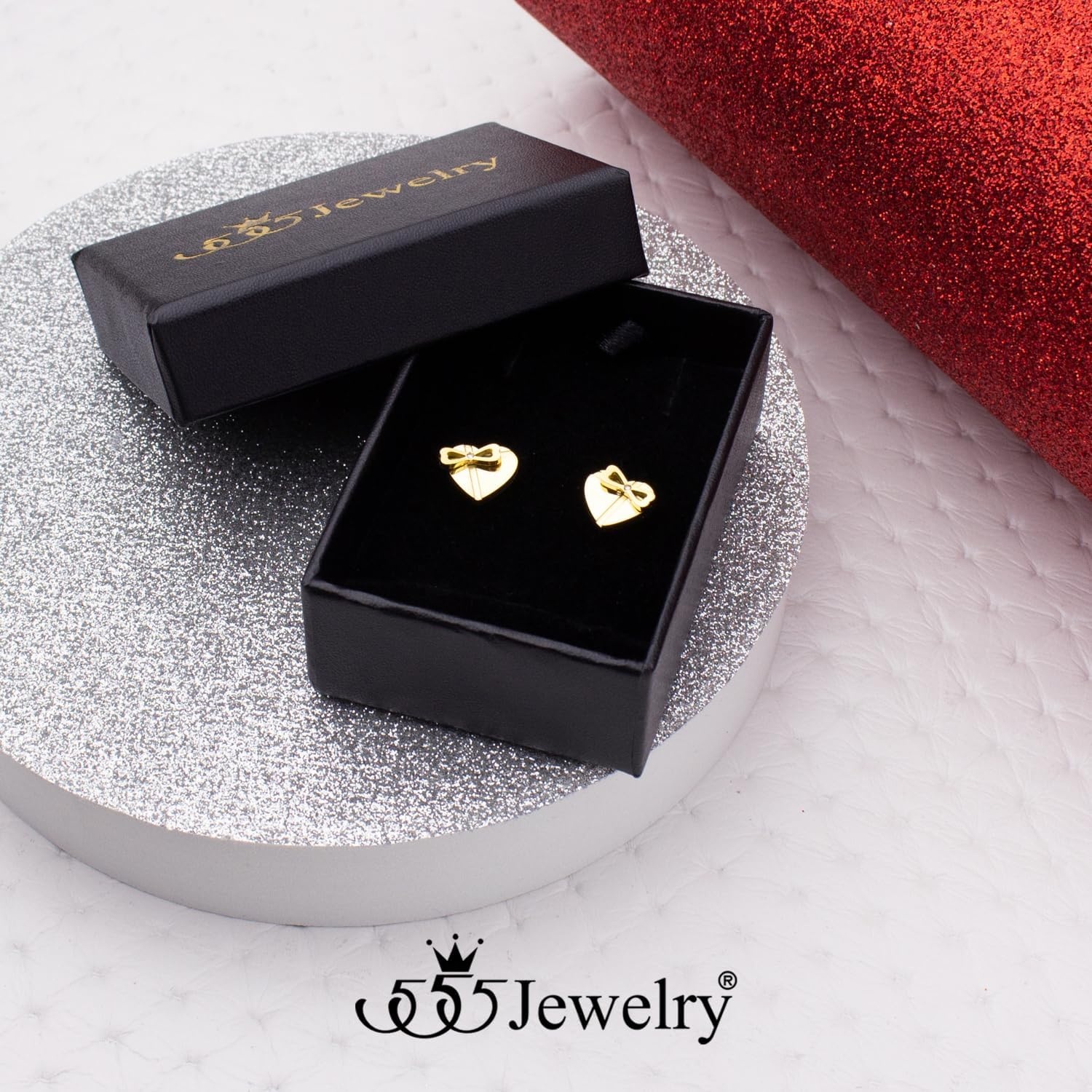 image:image555Jewelry Delicate Small Heart amp bowknot Stud Earrings for Women amp LadiesGold
